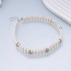 Iris Cross Double-Strand Freshwater Pearl Choker