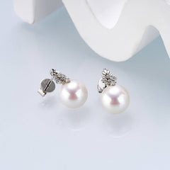 Iris Bloom Freshwater Pearl Stud Earrings