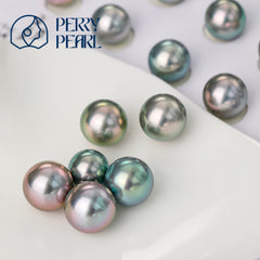 【Peony Brooch】+【Black Tahitian Pearl】Deep Sea Black Pearl 8-12mm