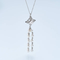 Iris Bloom Tassel Freshwater Pearl Necklace
