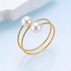 Freshwater Double Pearl Elastic Ring
