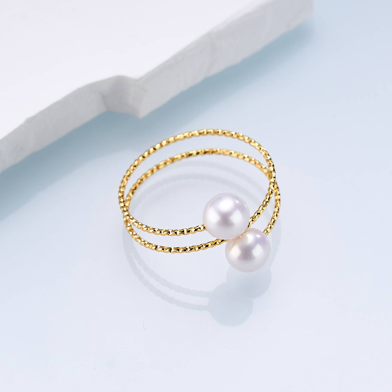 Freshwater Double Pearl Elastic Ring
