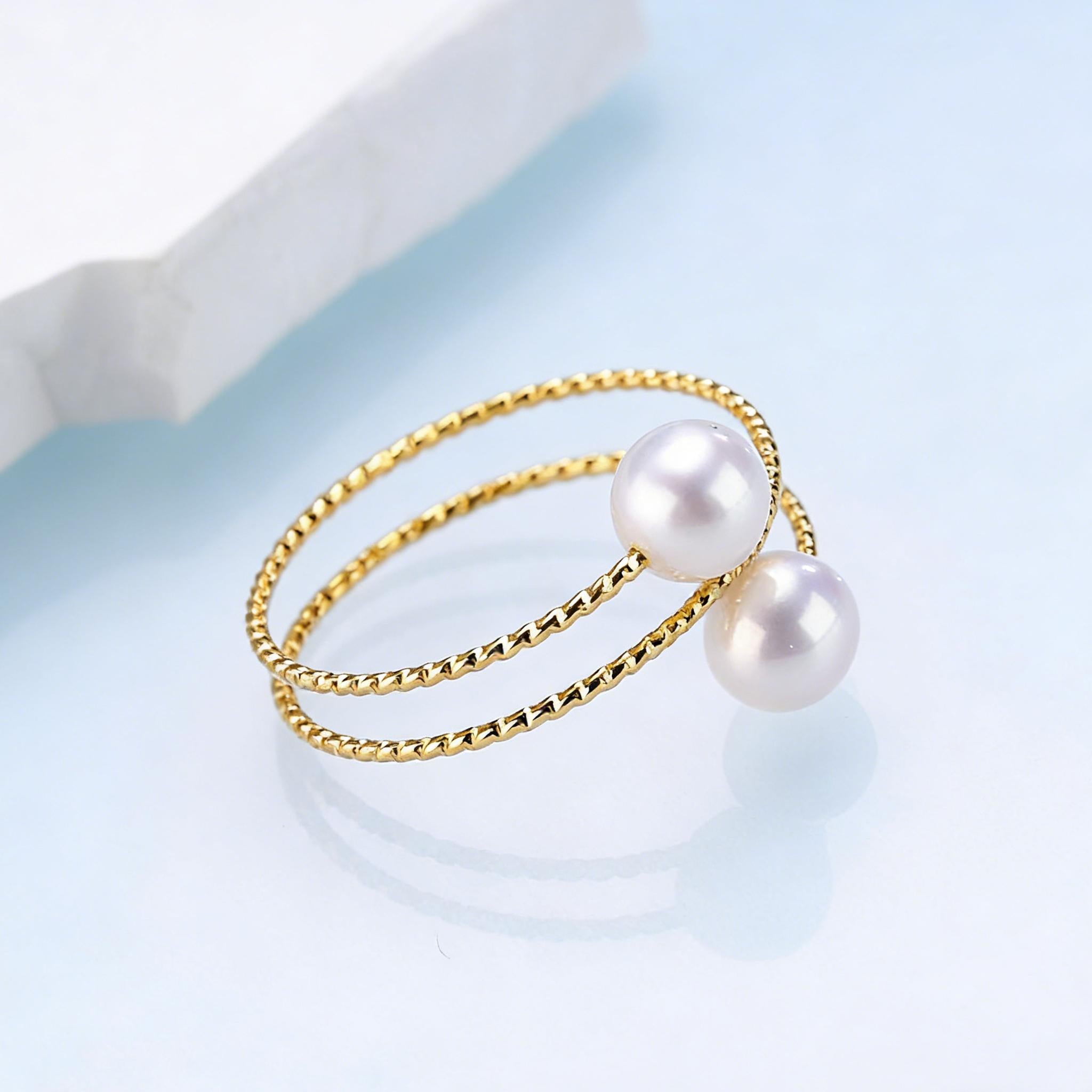 Freshwater Double Pearl Elastic Ring