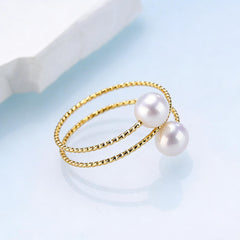 Freshwater Double Pearl Elastic Ring