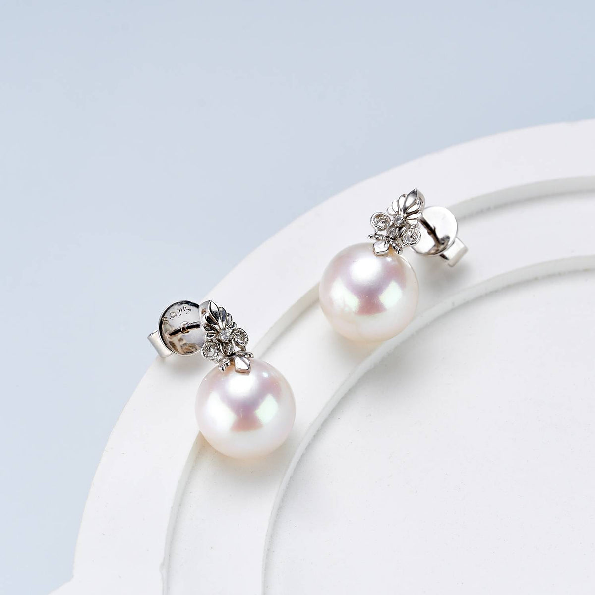 Iris Bloom Freshwater Pearl Stud Earrings