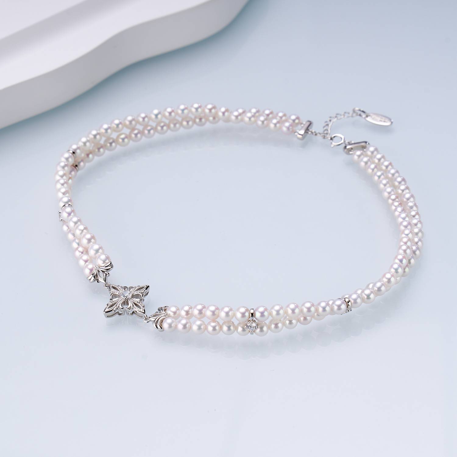 Iris Bloom Double-Strand Freshwater Pearl Choker