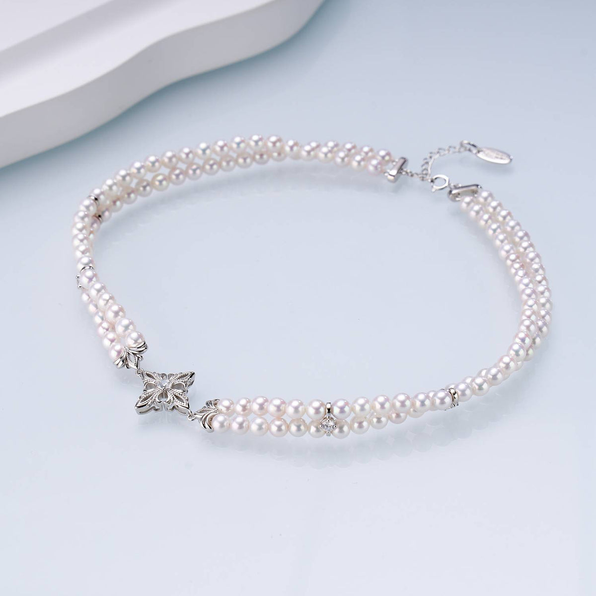 Iris Bloom Double-Strand Freshwater Pearl Choker