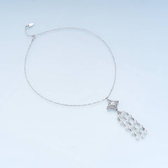 Iris Bloom Tassel Freshwater Pearl Necklace