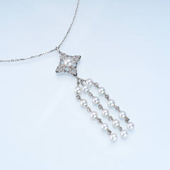 Iris Bloom Tassel Freshwater Pearl Necklace