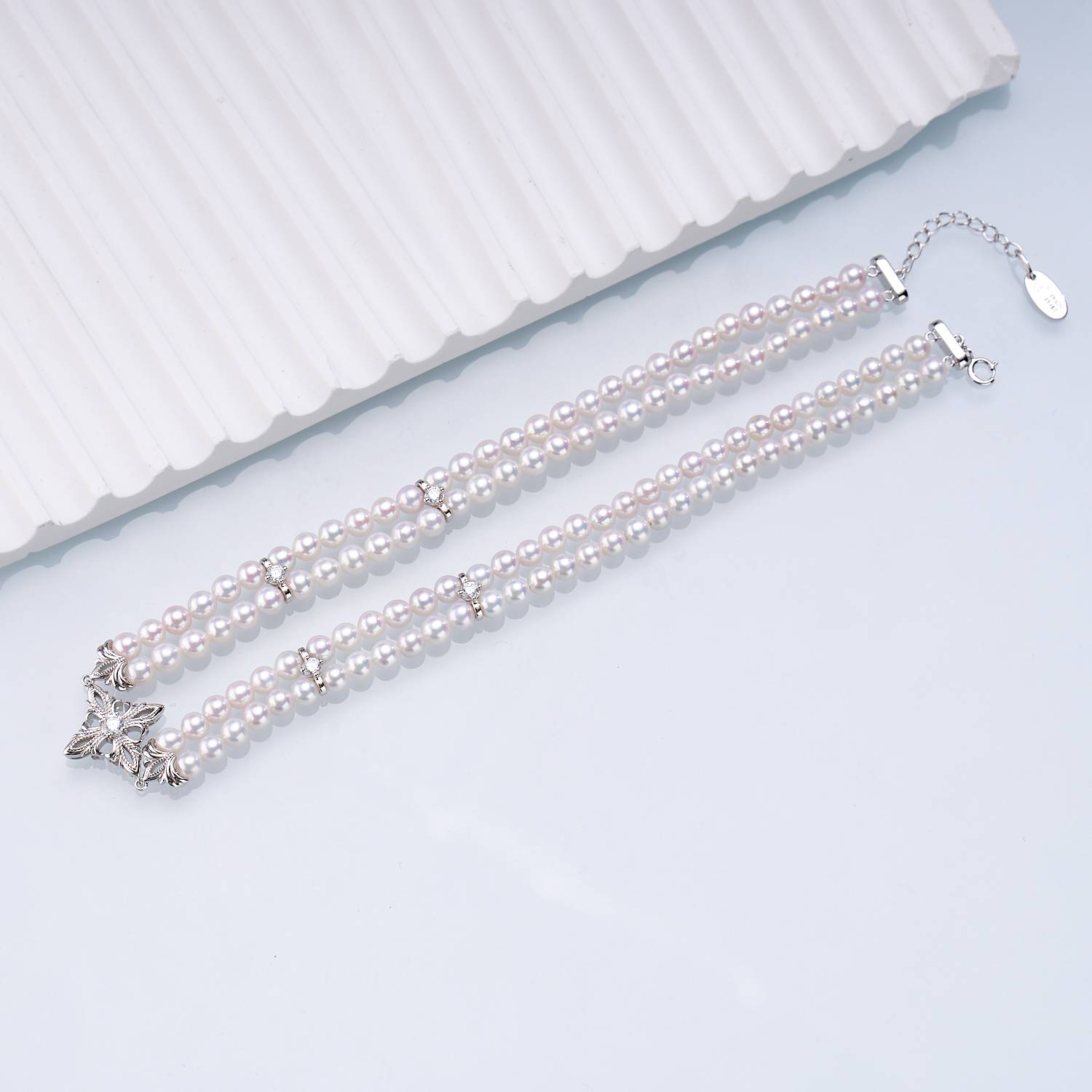 Iris Bloom Double-Strand Freshwater Pearl Choker