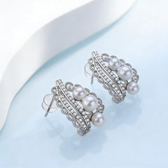 Freshwater Pearl Lace Stud Earrings