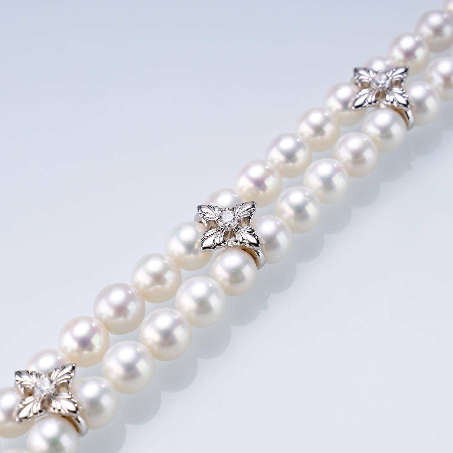 Iris Cross Double-Strand Freshwater Pearl Choker