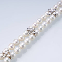 Iris Cross Double-Strand Freshwater Pearl Choker