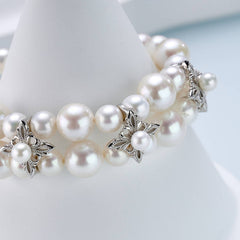 Iris Bloom Mixed-Size Double-Strand Freshwater Pearl Bracelet