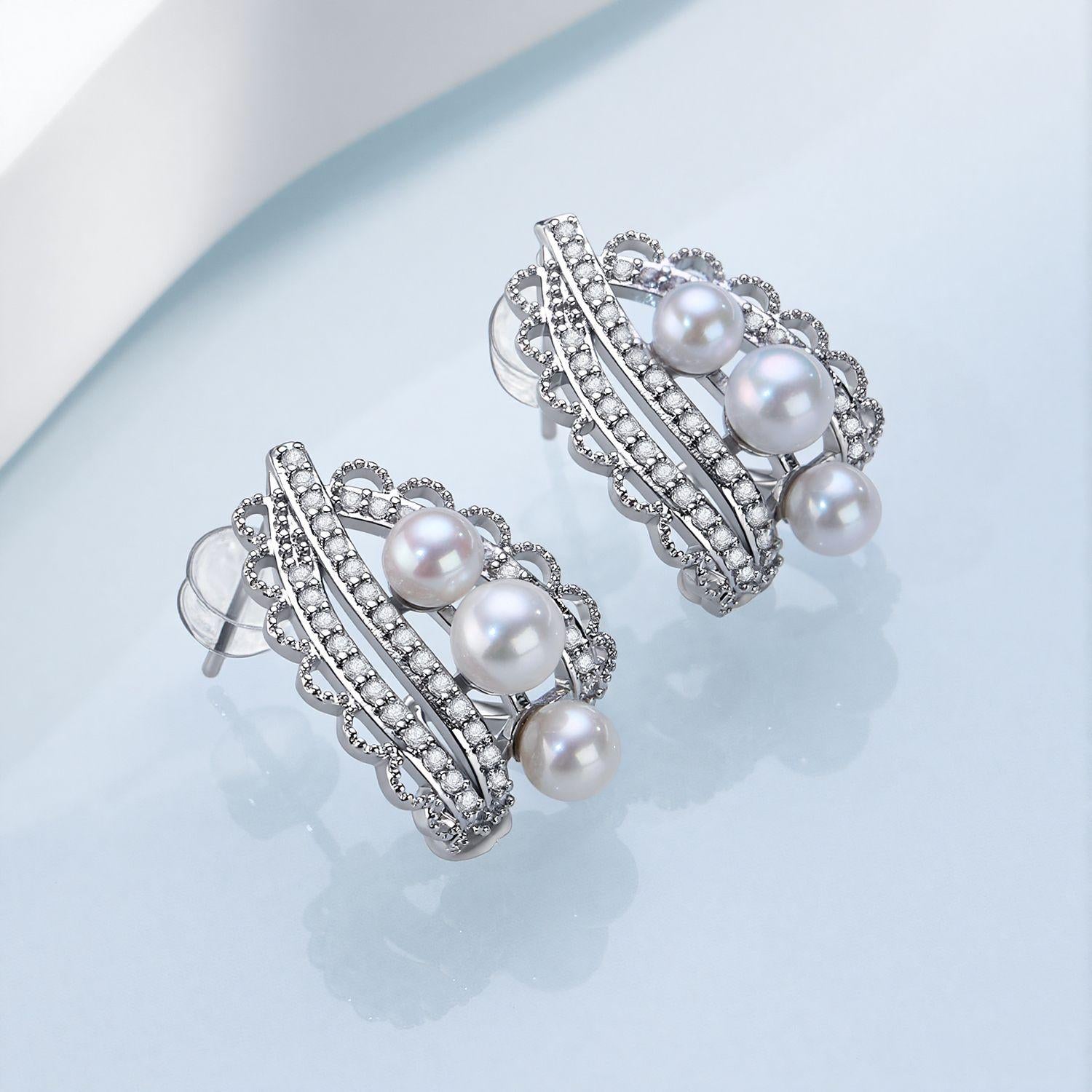 Freshwater Pearl Lace Stud Earrings