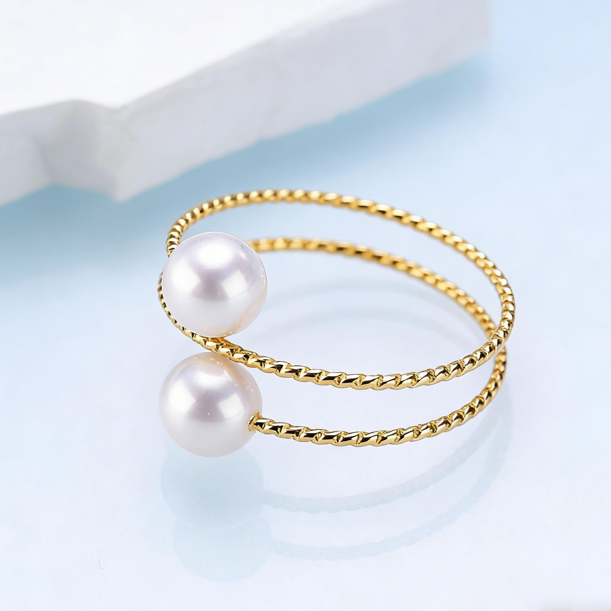 Freshwater Double Pearl Elastic Ring