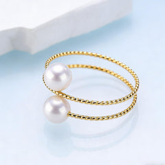 Freshwater Double Pearl Elastic Ring