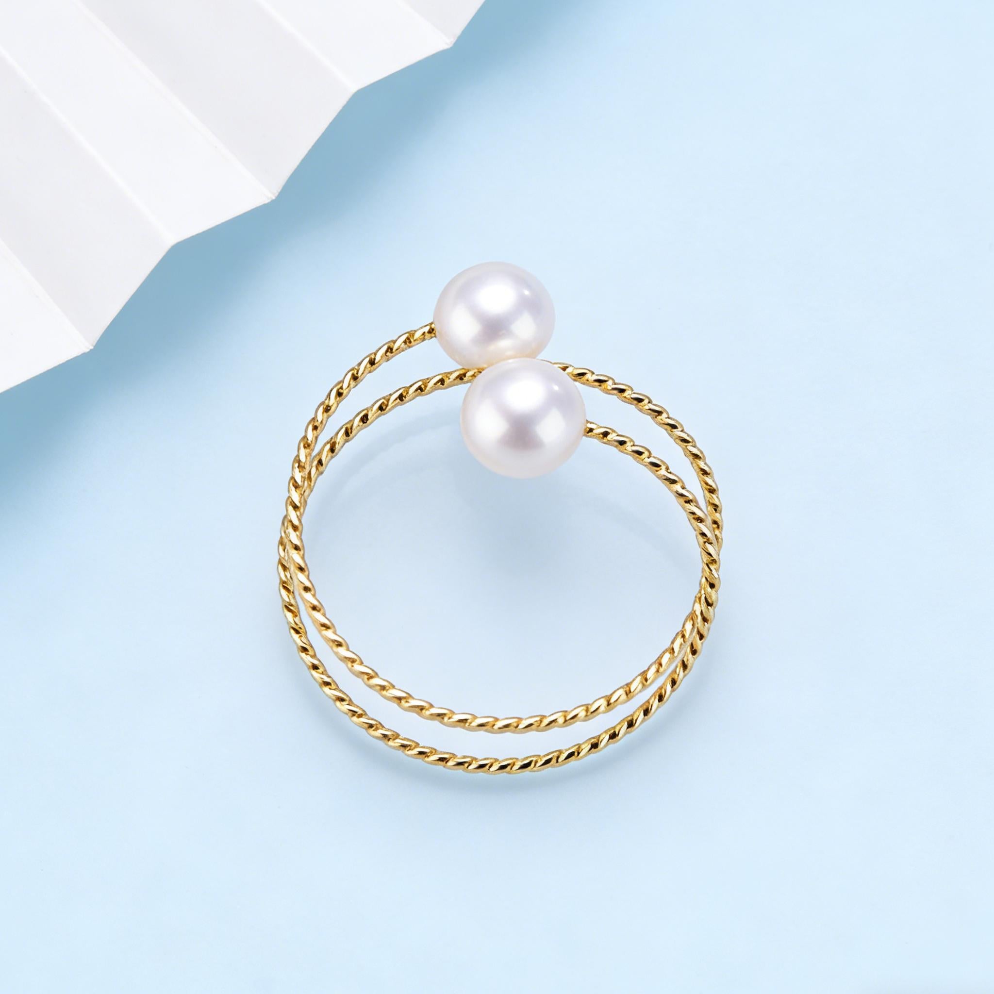 Freshwater Double Pearl Elastic Ring